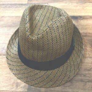 Vintage Panama Jack Casual Hat Size Medium Brown Straw Black Band Beach Party